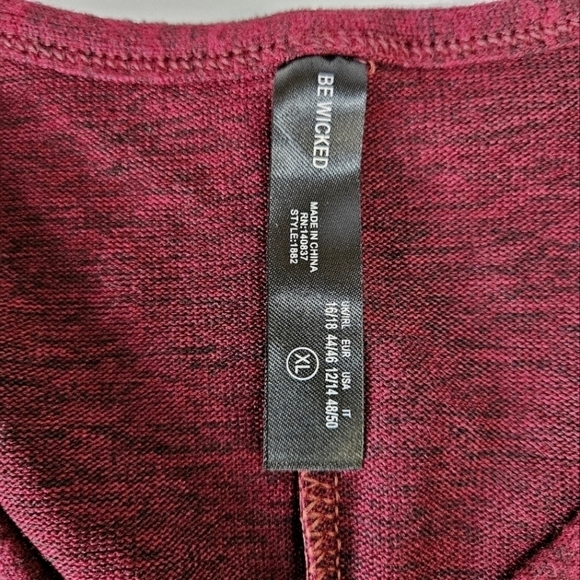NEW Be Wicked Nala Lounge Long Sleeve Romper Burgundy PJs XL X Large Yandy - Picture 4 of 5